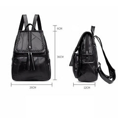 Women Faux Leather Tassle Backpacks Rucksack Shoulder Bag