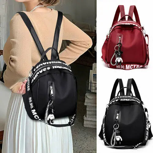 Women Nylon School Backpack Travel Rucksack Shoulder Bag Tote