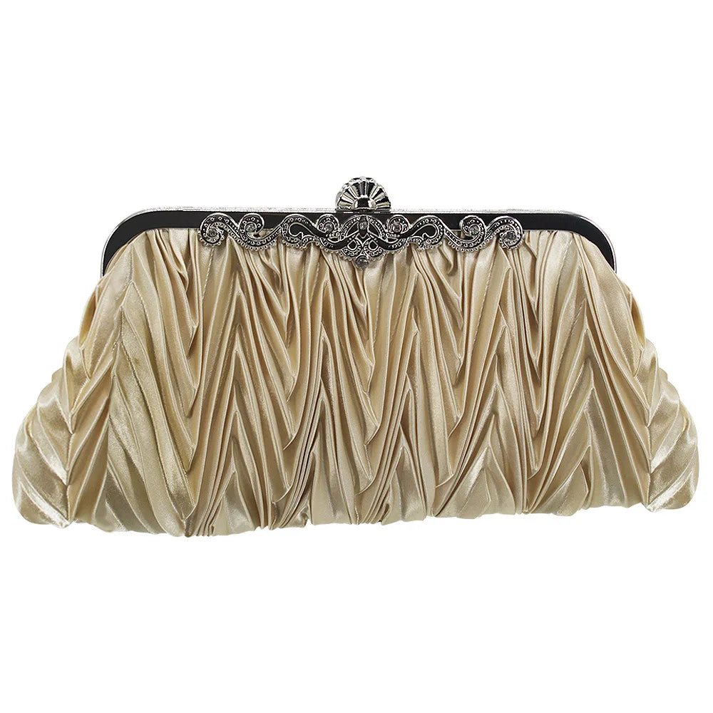 Pleated Evening Mini Satin Bag Lady Shoulder Handbag