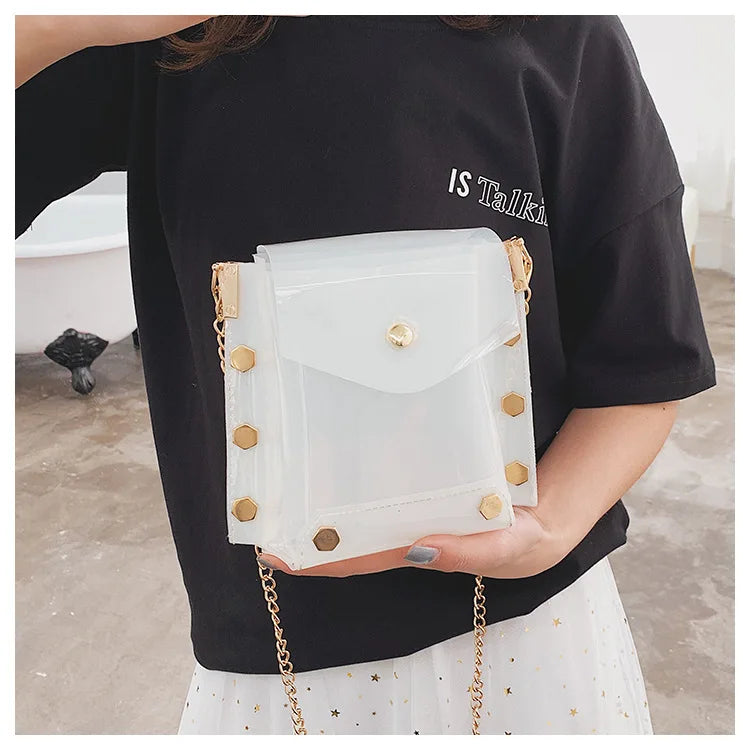 Clear Jelly Crossbody Bag Women Chain Clutch Party Shoulder