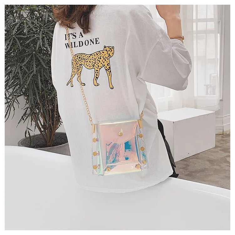 Clear Jelly Crossbody Bag Women Chain Clutch Party Shoulder