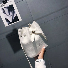 Leather String Handbags Bucket Shoulder Bags Ladies Cross Body Bags