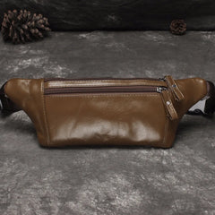 Men Crossbody Bags Cowhide Waist Pack Retro Casual Small Phone Bag