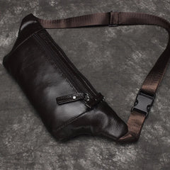 Men Crossbody Bags Cowhide Waist Pack Retro Casual Small Phone Bag