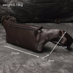 Men Crossbody Bags Cowhide Waist Pack Retro Casual Small Phone Bag