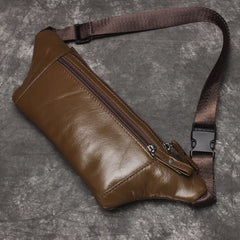 Men Crossbody Bags Cowhide Waist Pack Retro Casual Small Phone Bag
