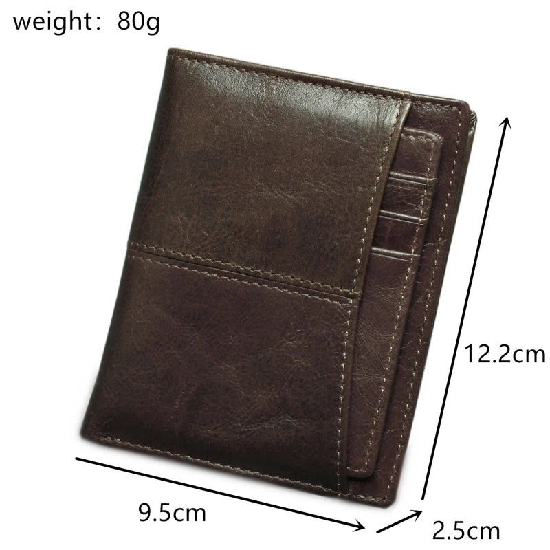 Spring Oil Skin Short Leather Wallet Vintage Short Wallets