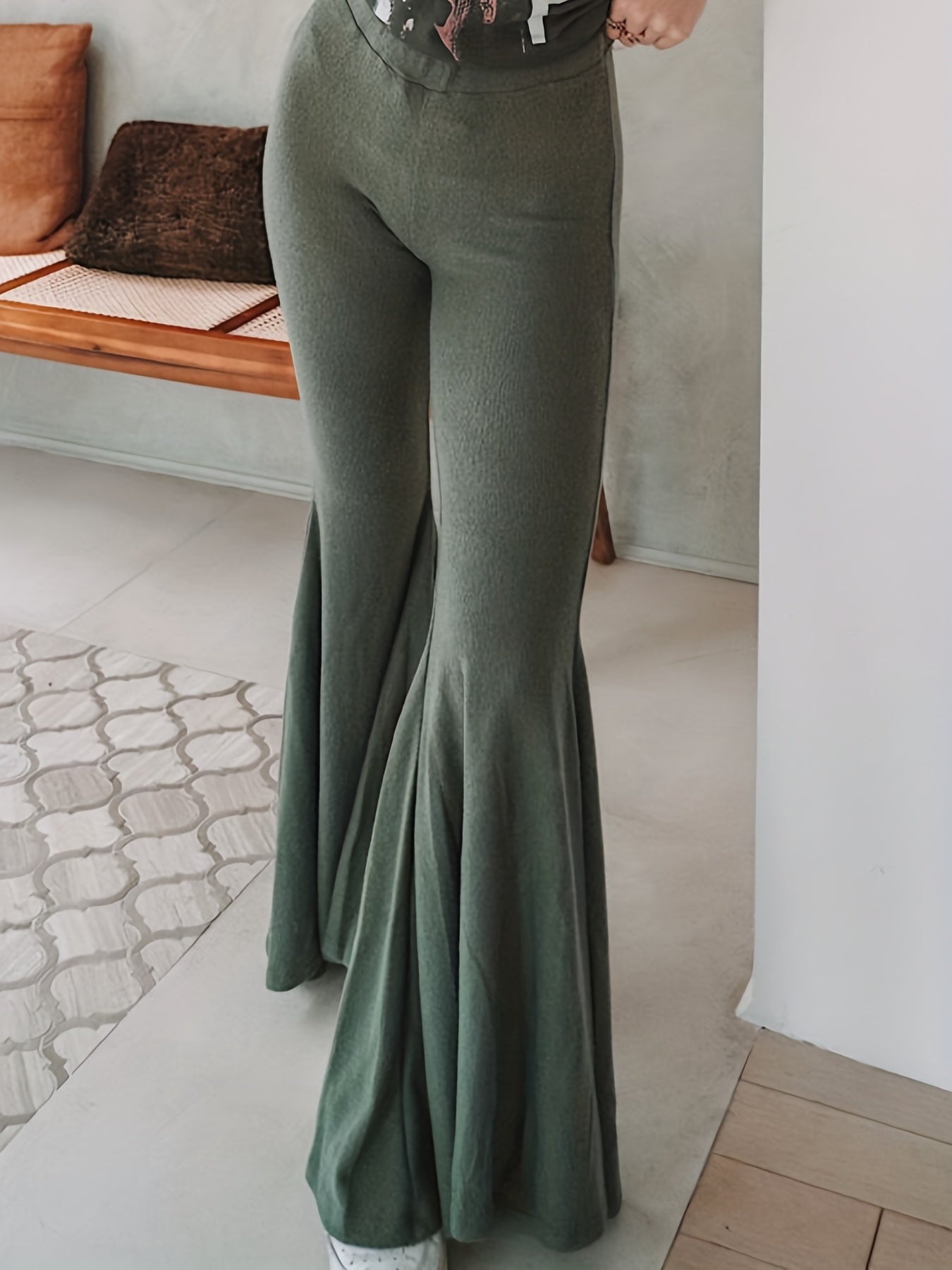  High Rise Flared Leg Trousers
