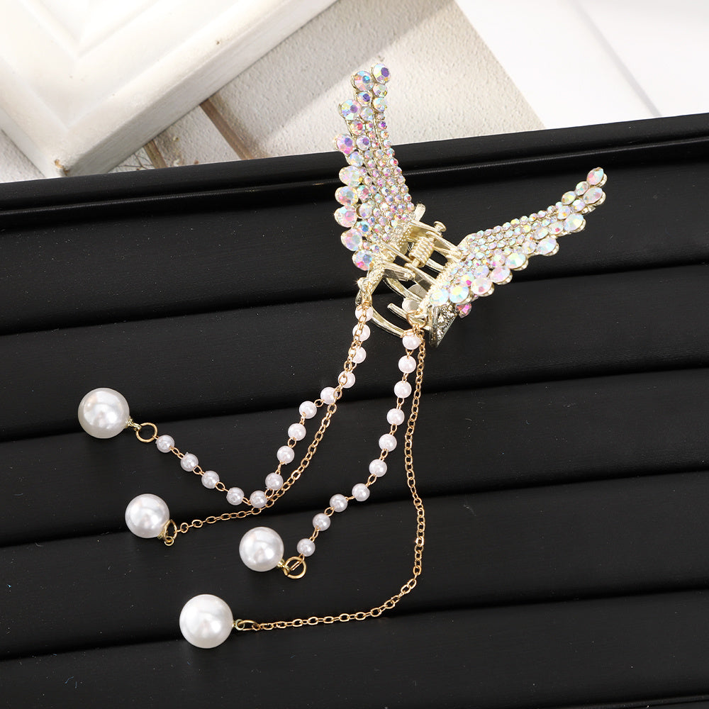 Long Tassel Hair Claw Clips Rhinestone Butterfly Hair Barrettes for Women