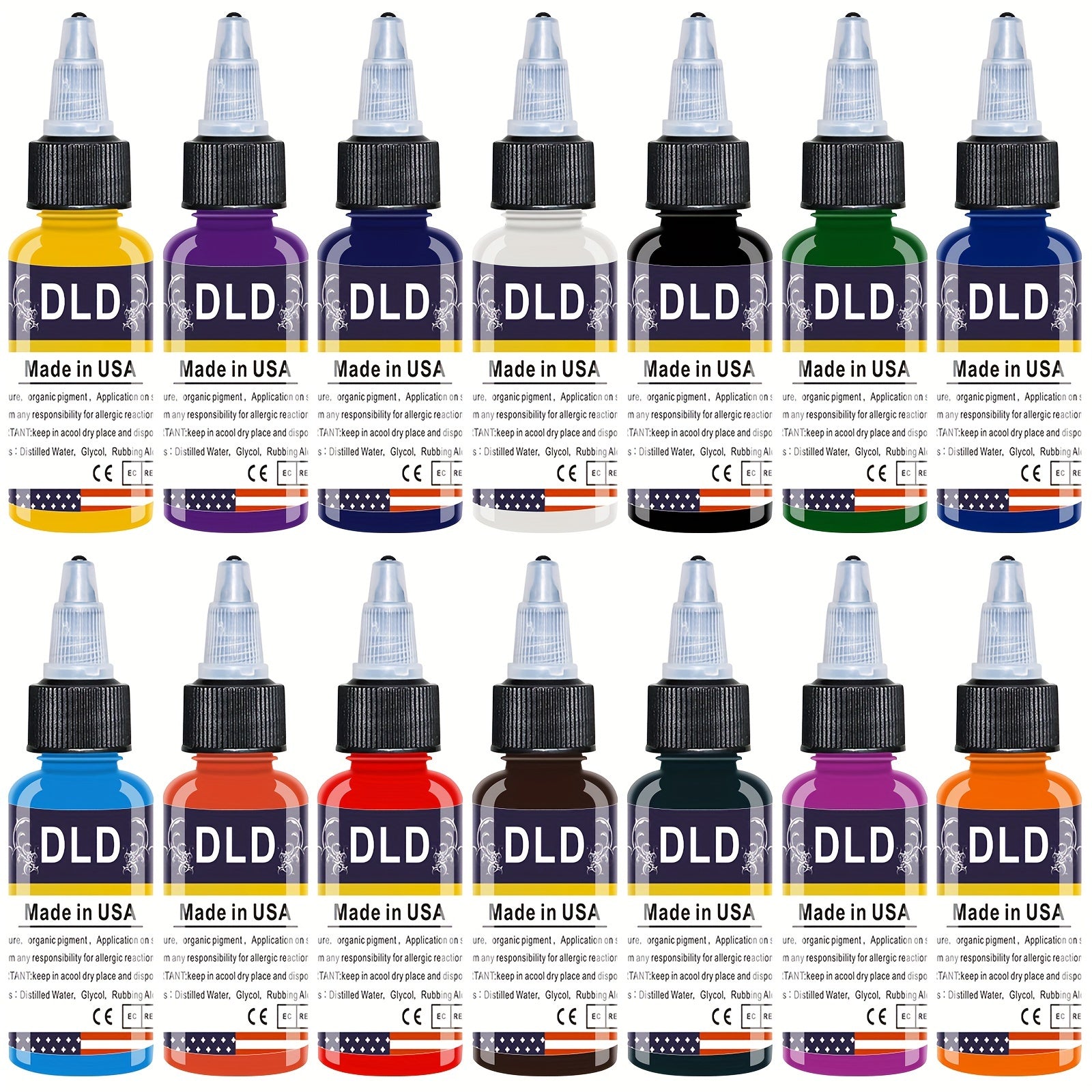 14pcs 14 Tattoo Ink Set Professional Pigment Long Lasting Painting Supplies