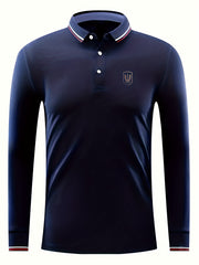 Symbol Print Men's Casual Button Up Polo Shirt