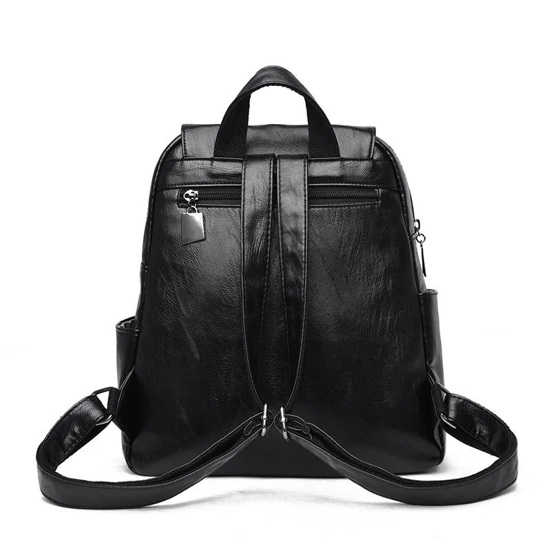 Leather Backpack Women School Bag Teen Girls Retro Travel Bagpack Sac a Dos