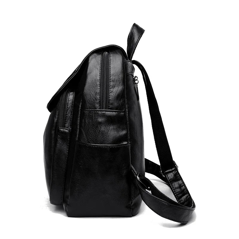 Leather Backpack Women School Bag Teen Girls Retro Travel Bagpack Sac a Dos