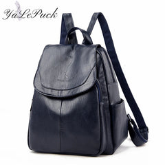 Leather Backpack Women School Bag Teen Girls Retro Travel Bagpack Sac a Dos