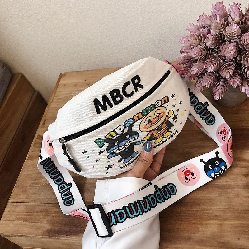 Cartoon Canvas Waist Bag Korea Waist Pack Case Shoulder Bag For Girl