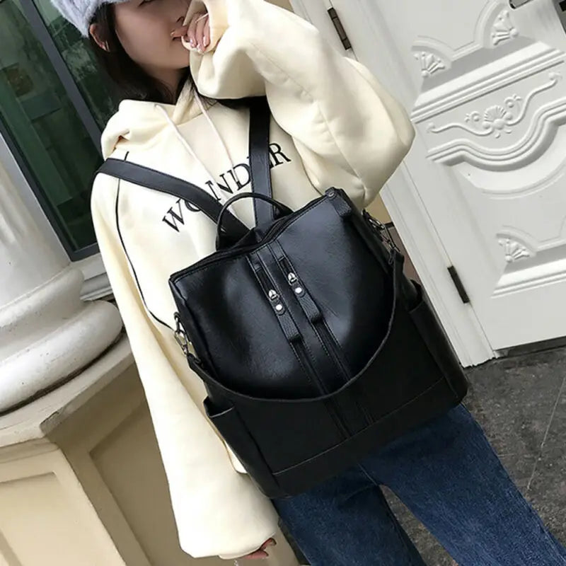 Teen Girls PU Leather Backpack School Shoulder Bag