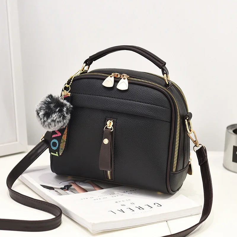 PU Leather Women Messenger Bag with Ball Toy