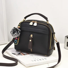 PU Leather Women Messenger Bag with Ball Toy