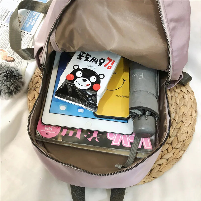Women's Anti-theft Backpack Waterproof Nylon Solid Shoulder Bags