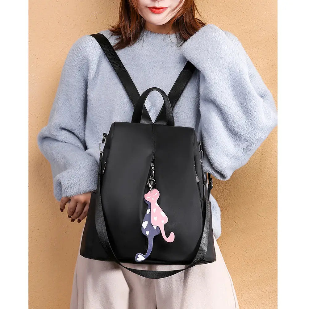 Women's Anti-theft Backpack Black/Grey Travel Shoulder Bag