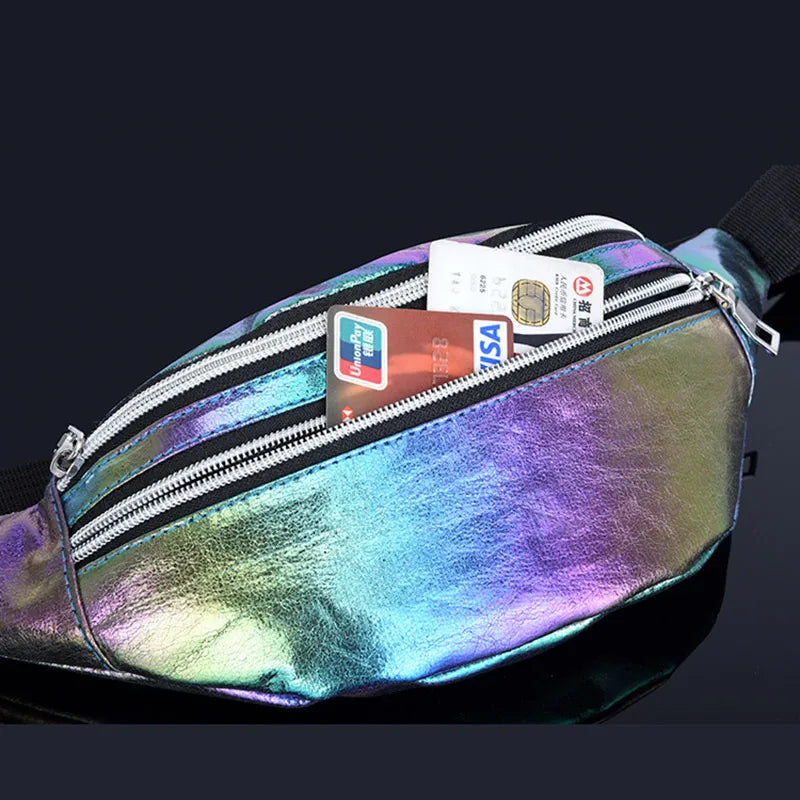 Holographic Fanny Pack Laser PU Waist Bag Girls Belt Bag