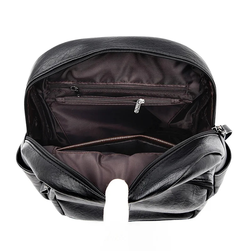 Women Leather Backpack High School Travel Bags Girls mochila feminina