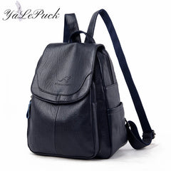 Women Leather Backpack High School Travel Bags Girls mochila feminina