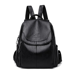 Women Leather Backpack High School Travel Bags Girls mochila feminina