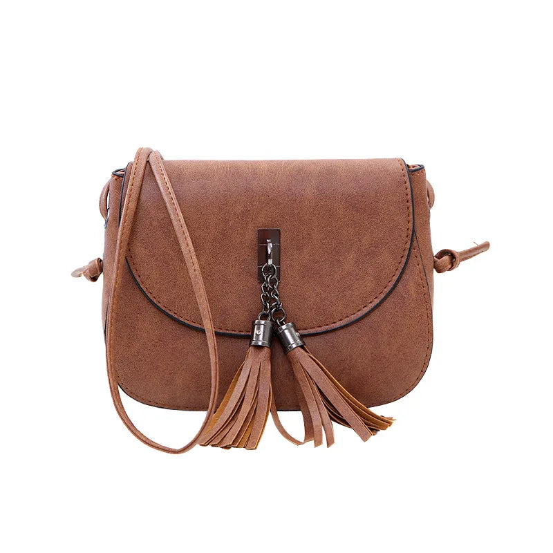 Mini Women Messenger Bag PU Leather Tassel Shoulder Clutch Crossbody Tote