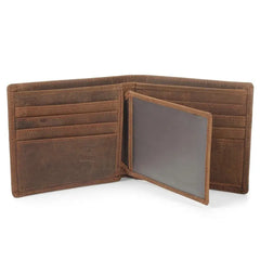 Vintage Cowhide Mens Wallet Crazy Horse Leather Man Purse Male Credit&id