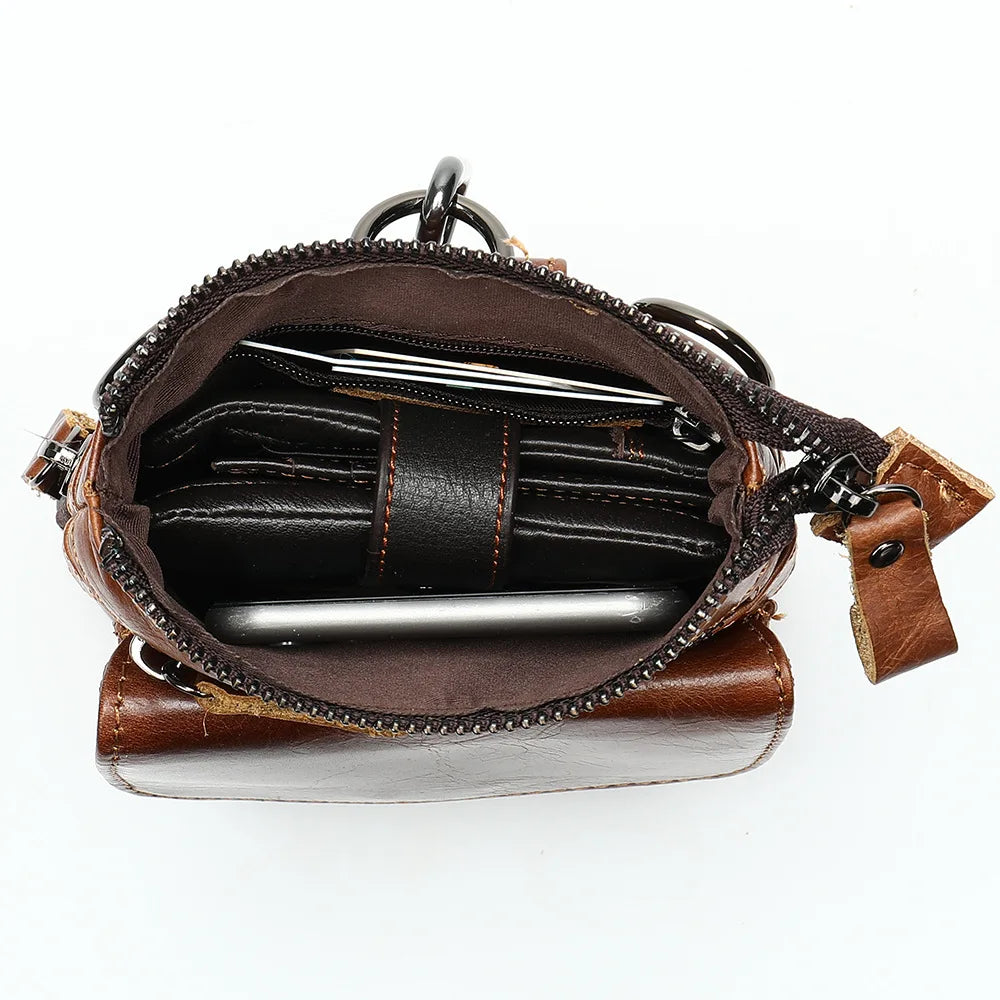 Arrival Leather Men Waist Packs Phone Pouch Bags Waist Bag Male