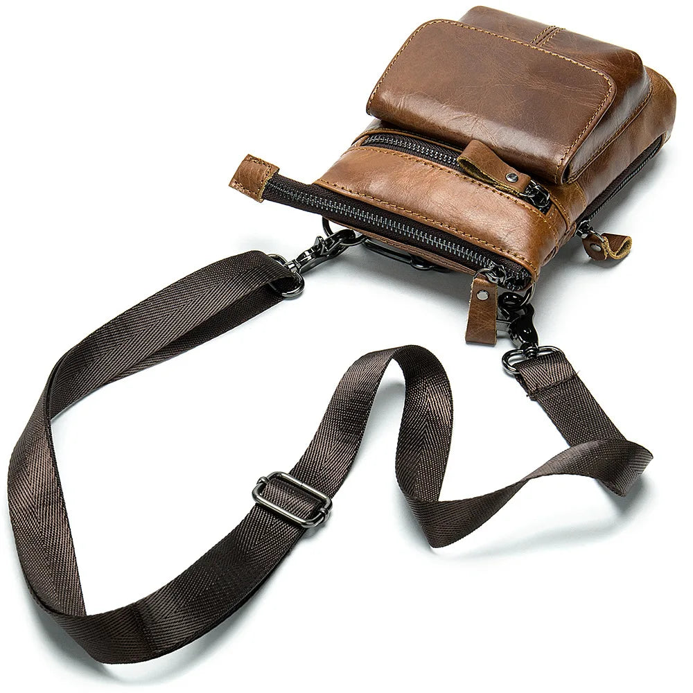 Arrival Leather Men Waist Packs Phone Pouch Bags Waist Bag Male