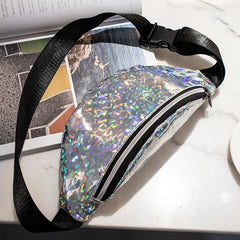 Women Candy Fanny Pack Geometric Waist Packs Laser Chest Phone Pouch Mini Bags