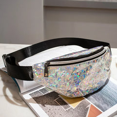 Women Candy Fanny Pack Geometric Waist Packs Laser Chest Phone Pouch Mini Bags