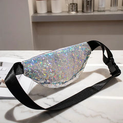 Women Candy Fanny Pack Geometric Waist Packs Laser Chest Phone Pouch Mini Bags