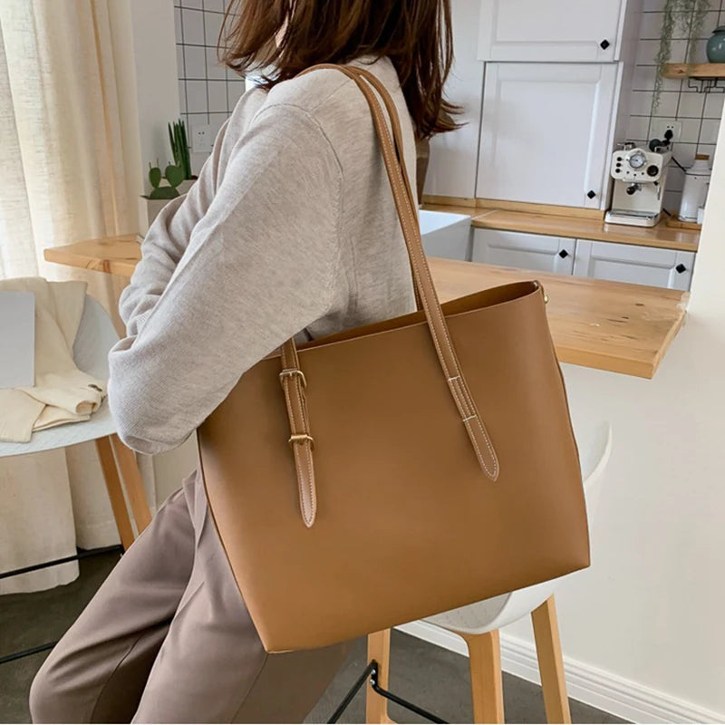 Women's PU Leather Handbags Large Tote Bag Purse Pocket Sac Bolso