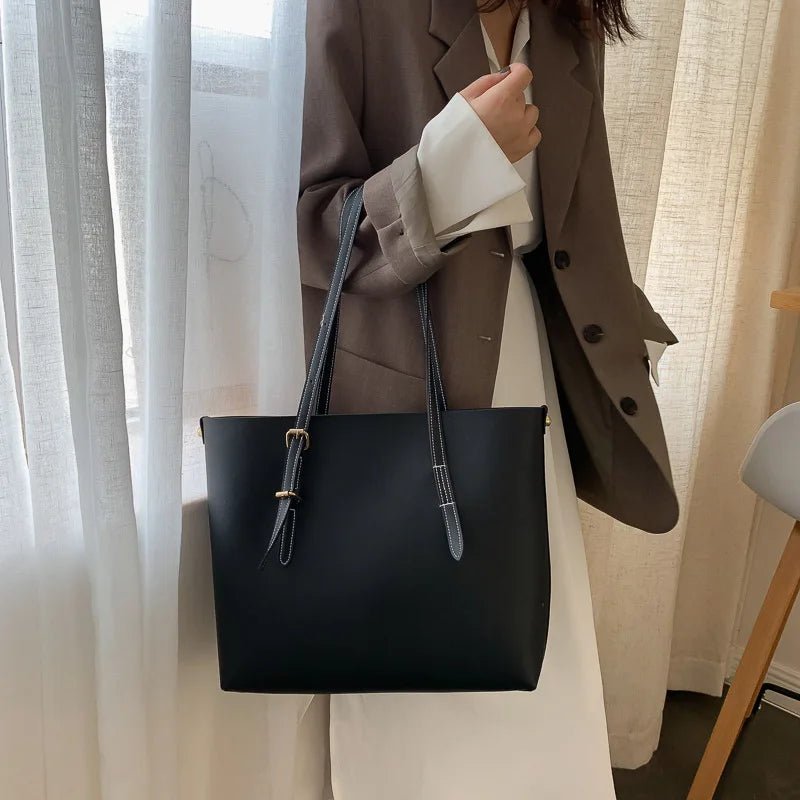 Women's PU Leather Handbags Large Tote Bag Purse Pocket Sac Bolso