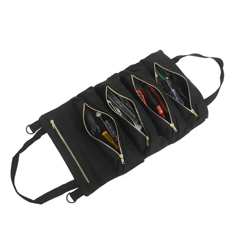 Canvas Tool Roll-Up Bag Wrench Storage Pouch