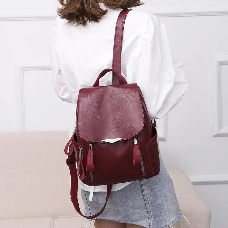 PU Leather Backpack Schoolbag For Girls
