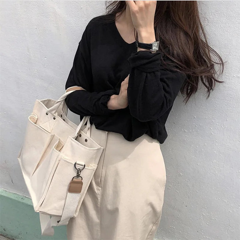 Hot Canvas Handbags Women Large Shopping Bag Reusable Shoulder Colour Jumbo Bags