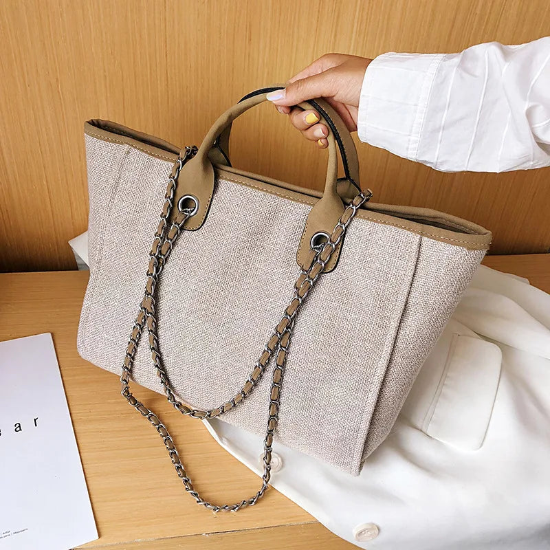 Chain Shoulder Bucket Bag Large Capacity Tote