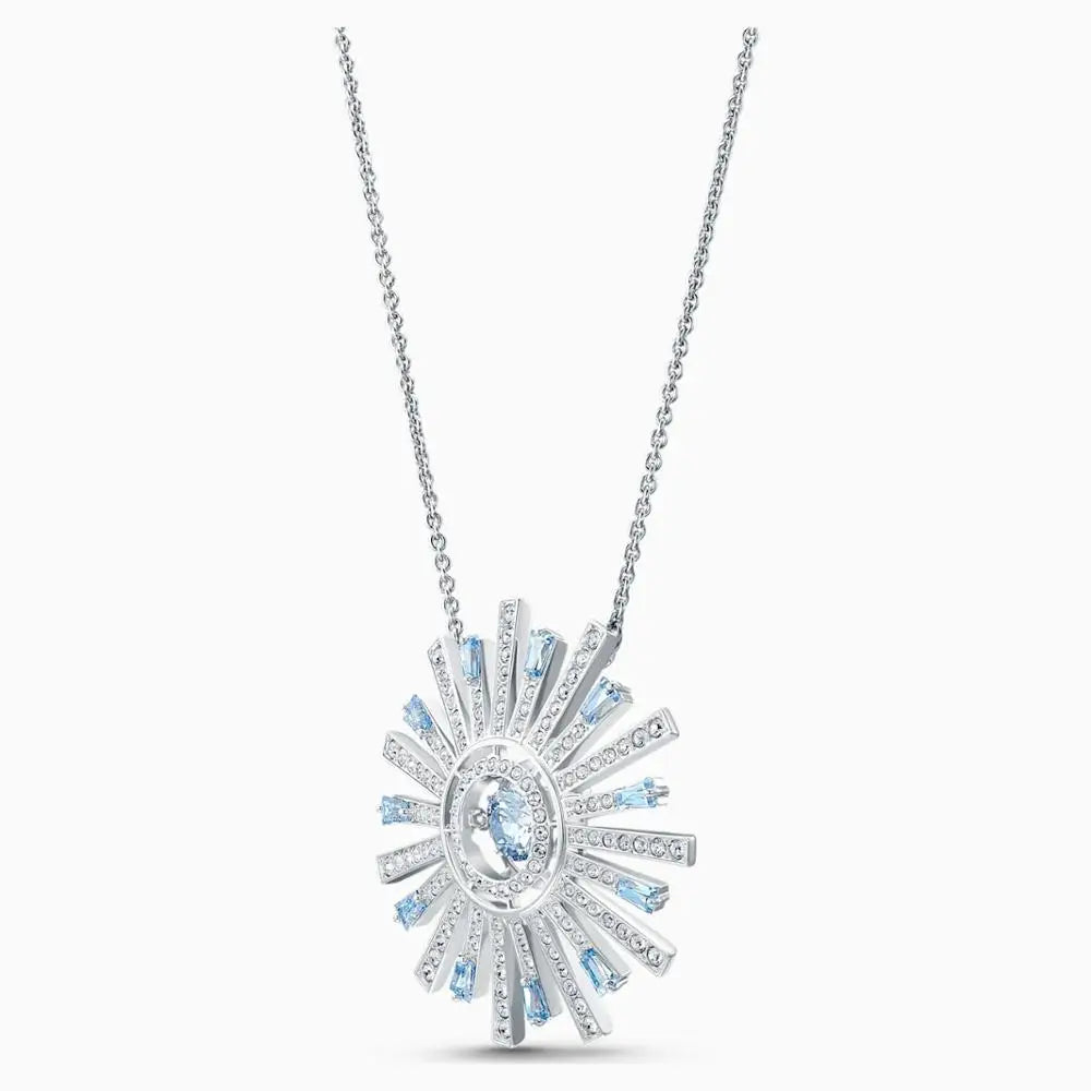 Sun Pendant Flower Shape Crystal Chain Women Necklace