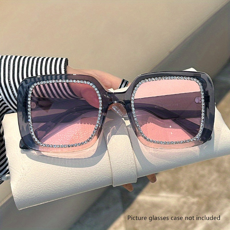 Y2K Square Sunglasses Rhinestone Candy UV400 Sun Shades