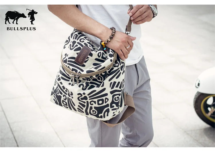 2020 British Style Linen Backpack Retro Canvas Bag
