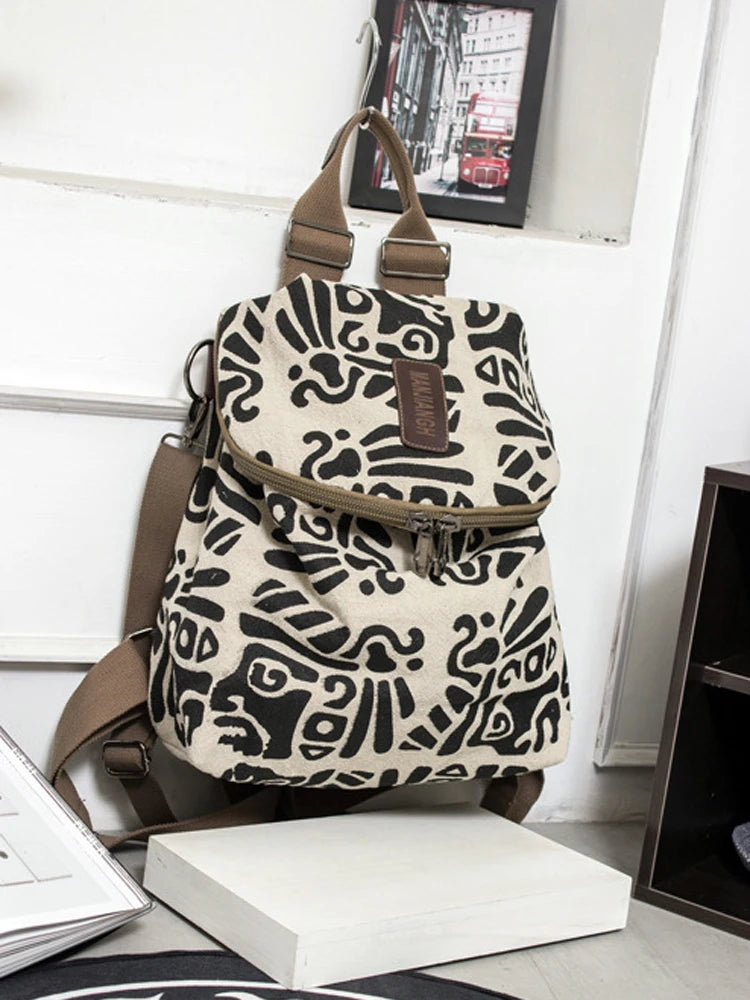 2020 British Style Linen Backpack Retro Canvas Bag