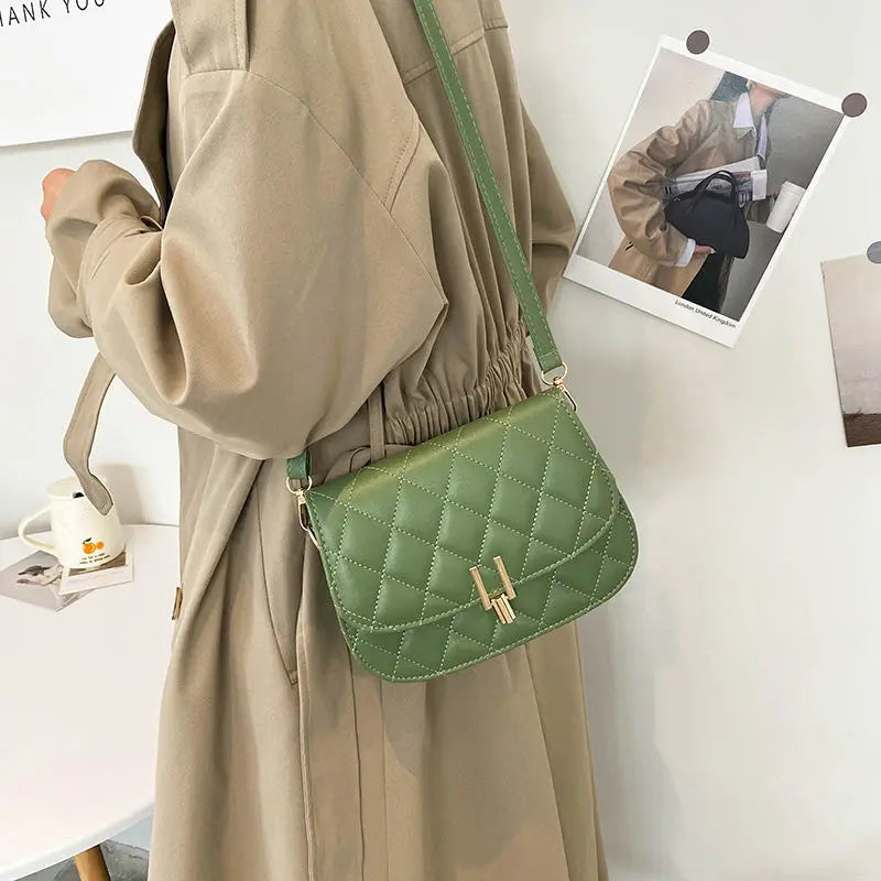 Diamond Lattice Women Bag Crossbody Shoulder Handbag Retro PU Leather