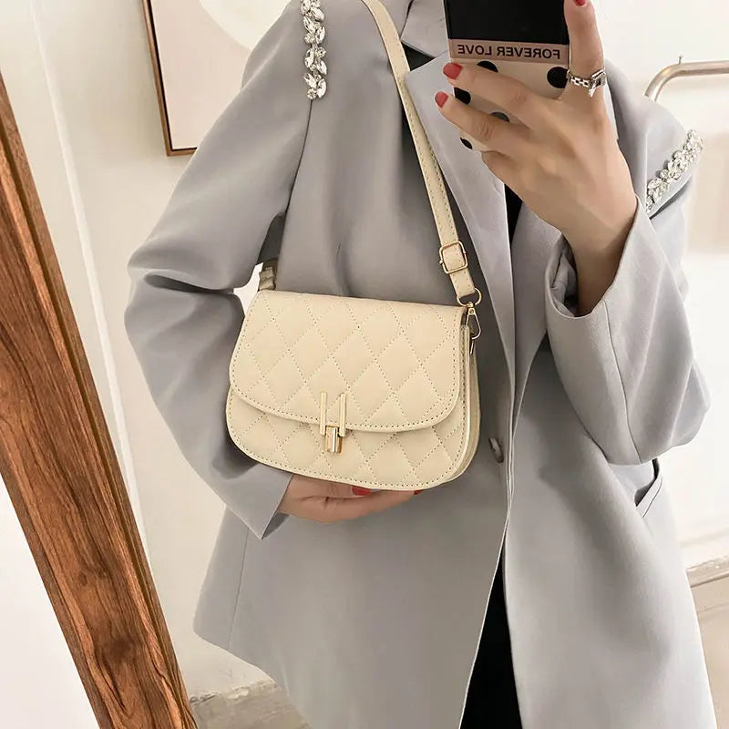 Diamond Lattice Women Bag Crossbody Shoulder Handbag Retro PU Leather