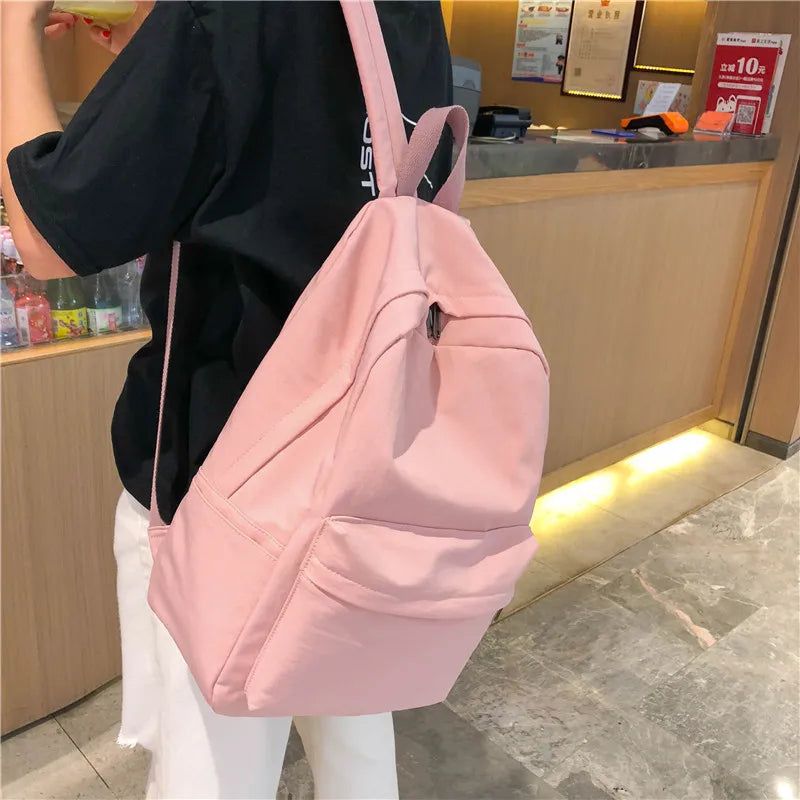 Solid Women Backpack Shoulder Bag School Bag Teenage Girl