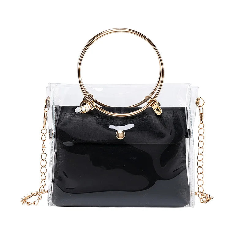 Women Transparent Bucket Bag Clear PVC Jelly Small Shoulder Bag