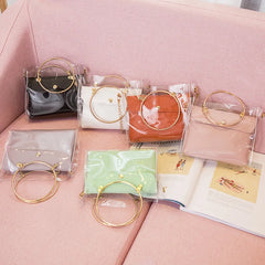 Women Transparent Bucket Bag Clear PVC Jelly Small Shoulder Bag